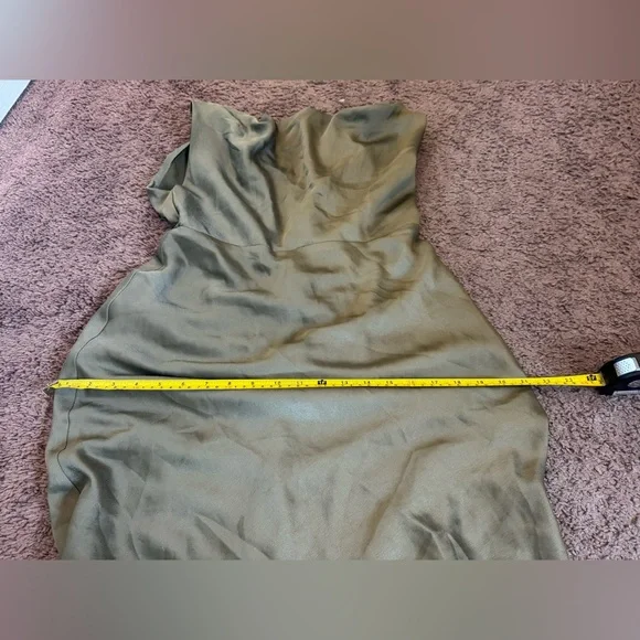 ASOS Edition Olive Green Satin Maxi Gown Dress Halter Open Back Bridesmaid 8 - Picture 11 of 11